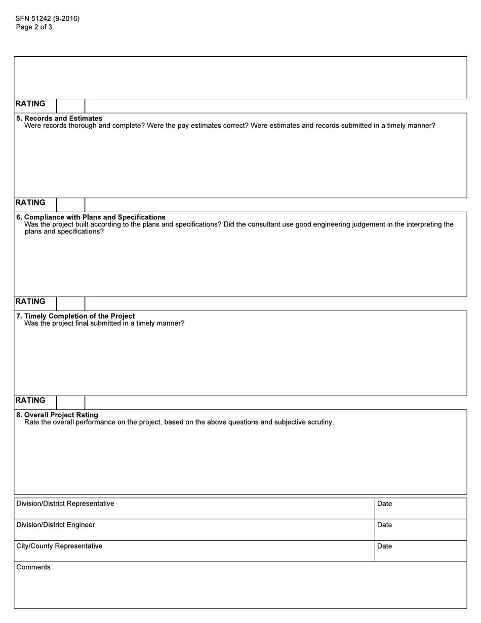 Form SFN51242 Consultant Evaluation - Construction Services - North Dakota, Page 2