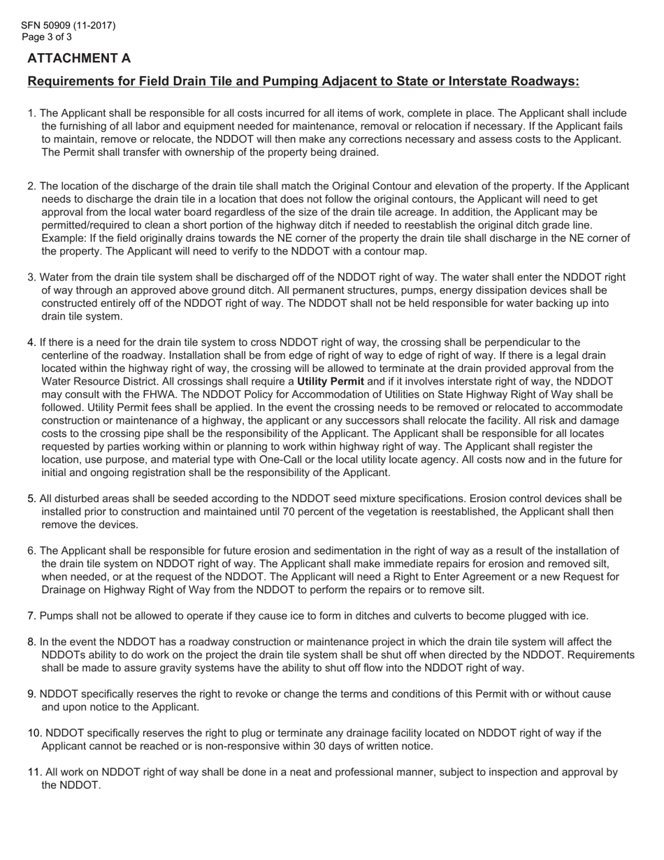 Form SFN50909 Request for Drainage on Highway Right of Way - North Dakota, Page 3