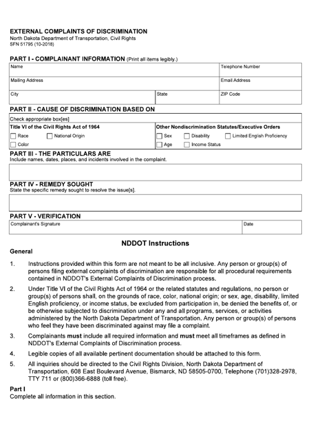 Form SFN51795  Printable Pdf