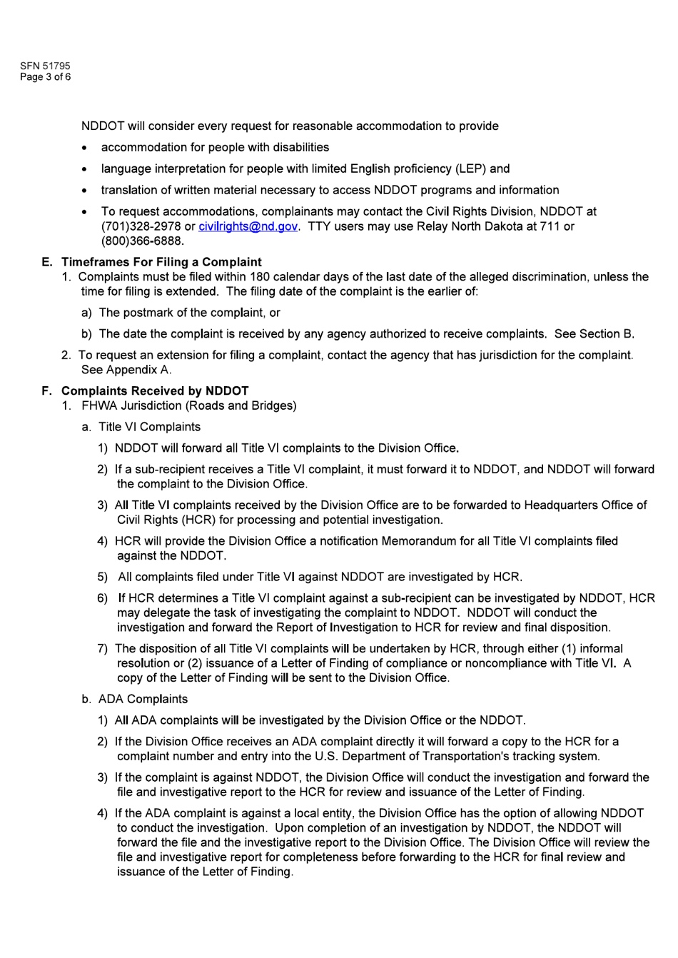 Form SFN51795 External Complaints of Discrimination - North Dakota, Page 3