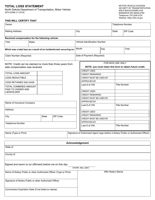 Form SFN53386  Printable Pdf