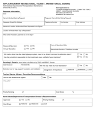 Document preview: Form SFN53746 Application for Recreational, Tourist, and Historical Signing - North Dakota