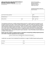 Document preview: Form SFN54306 Application for Care Providers Mobility-Impaired Parking Permit(S) - North Dakota