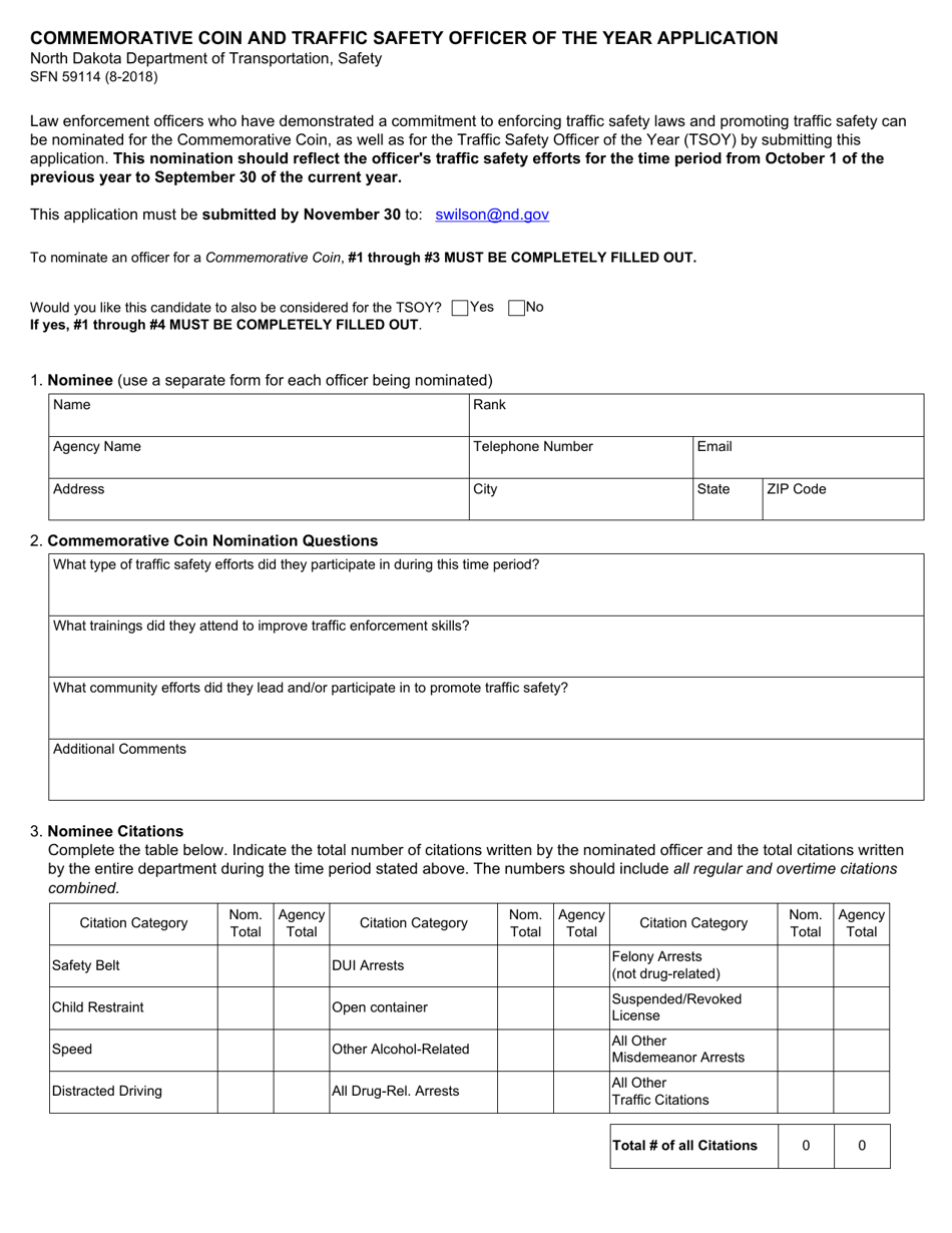 Form SFN59114 - Fill Out, Sign Online and Download Fillable PDF, North ...