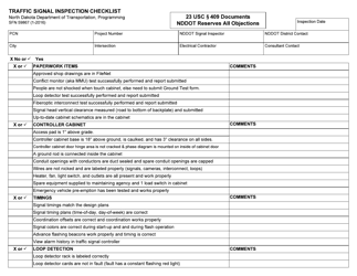 Form SFN59867 Traffic Signal Inspection Checklist - North Dakota