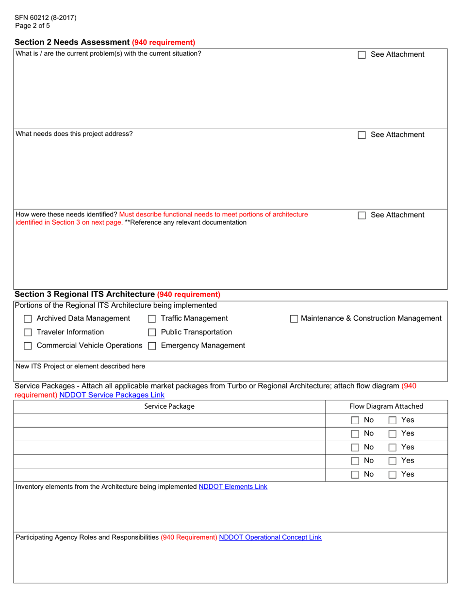 Form SFN60212 Nddot Its Project / Architecture Checklist, Systems Engineering Compliance - North Dakota, Page 2