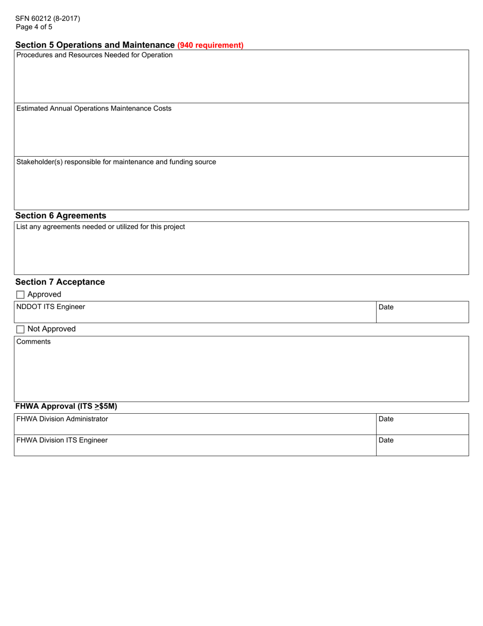 Form SFN60212 Nddot Its Project / Architecture Checklist, Systems Engineering Compliance - North Dakota, Page 4