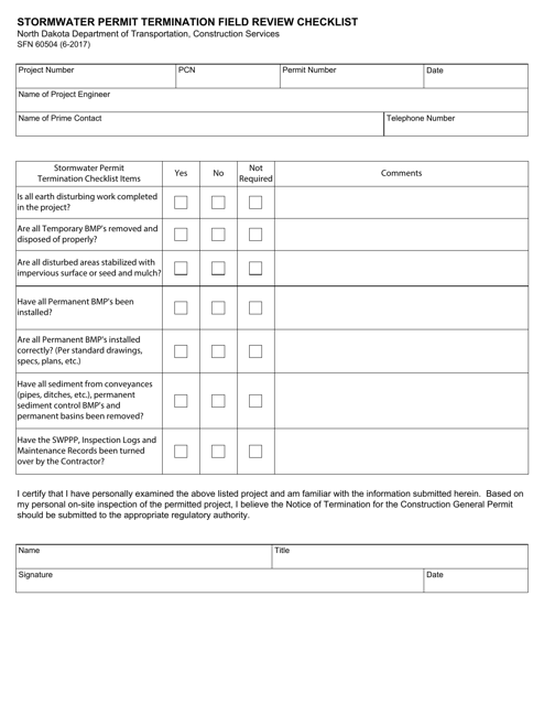 Form SFN60504 - Fill Out, Sign Online and Download Fillable PDF, North ...