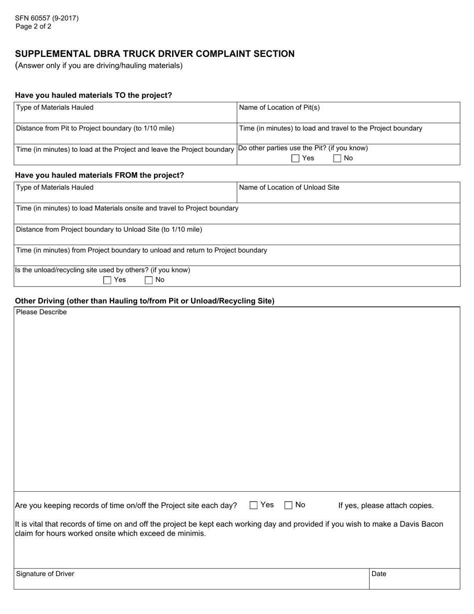 Form SFN60557 Davis Bacon Wage Complaint - North Dakota, Page 2