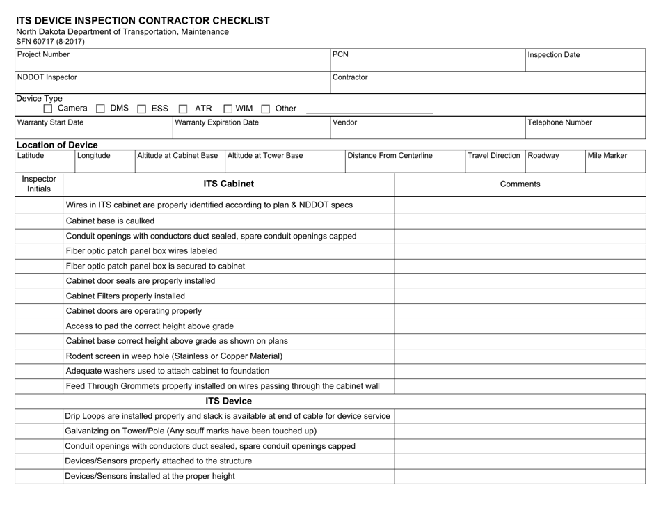 Form SFN60717 Its Device Inspection Contractor Checklist - North Dakota, Page 1