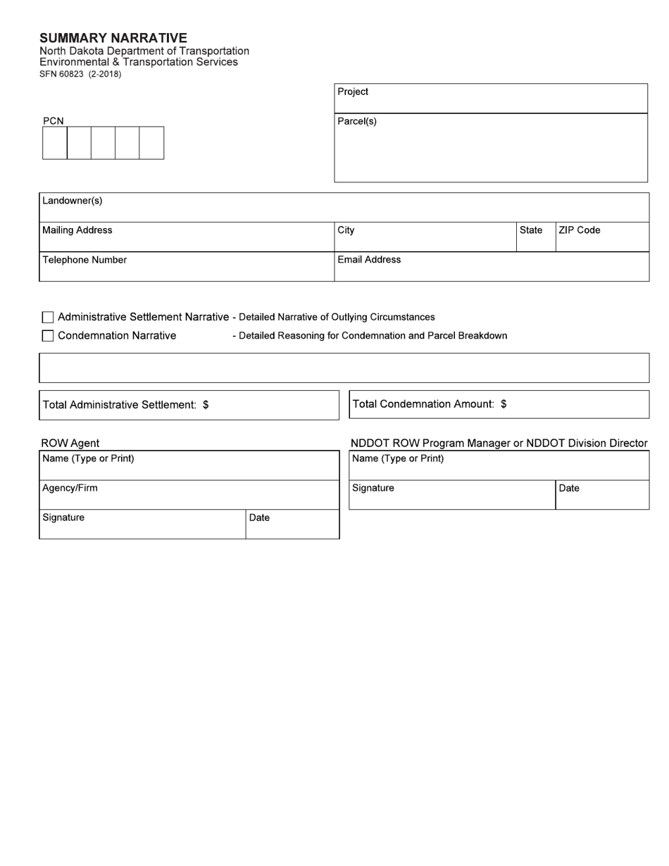 Form SFN60823 - Fill Out, Sign Online and Download Fillable PDF, North ...