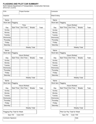 Document preview: Form SFN61031 Flagging and Pilot Car Summary - North Dakota