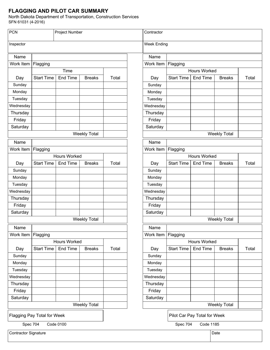 Form SFN61031 - Fill Out, Sign Online and Download Fillable PDF, North ...