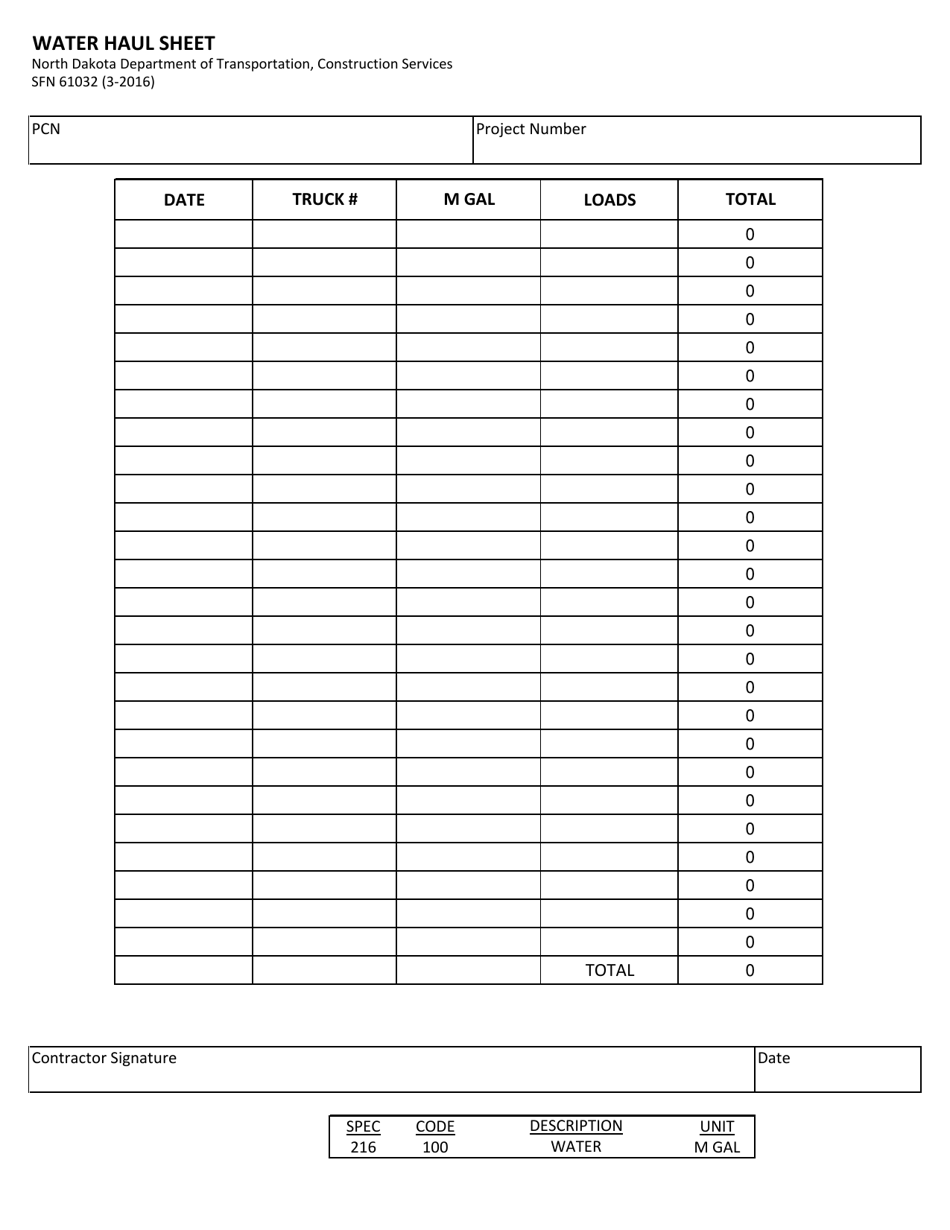 Form SFN61032 - Fill Out, Sign Online and Download Fillable PDF, North ...