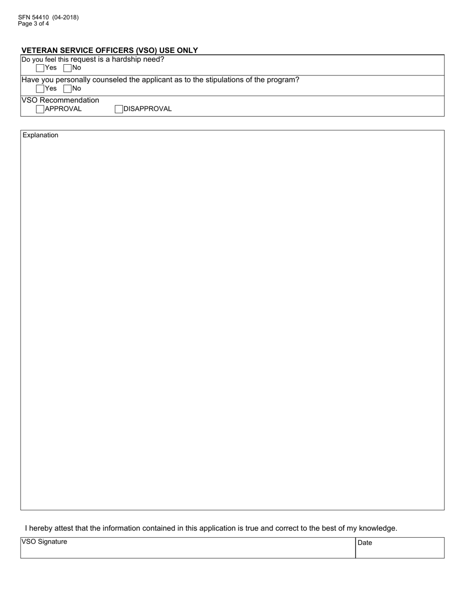 Form SFN54410 Application for Hardship Assistance - North Dakota, Page 3