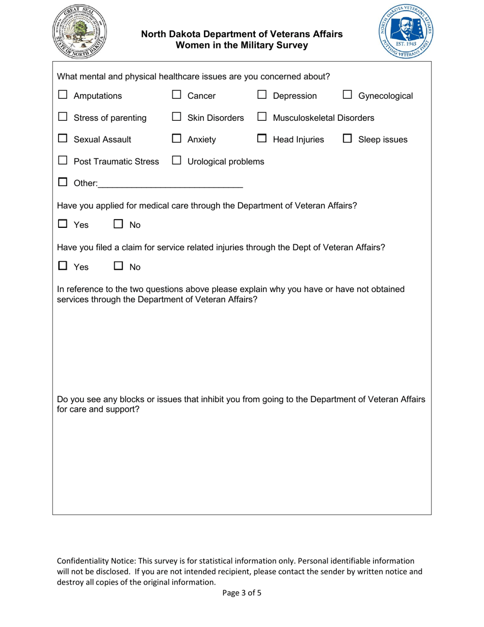 Women in the Military Survey - North Dakota, Page 3