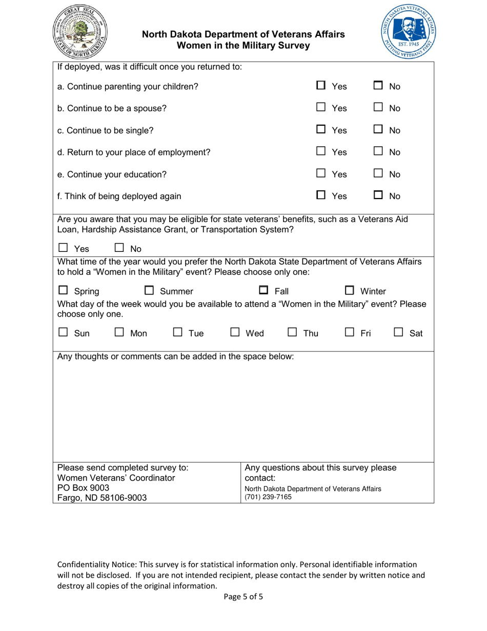 Women in the Military Survey - North Dakota, Page 5