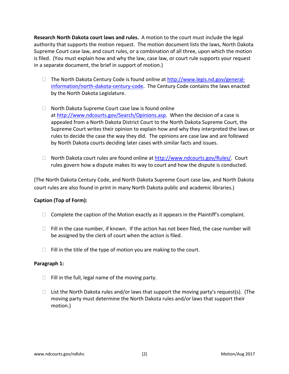 Motion Civil Action - North Dakota, Page 3