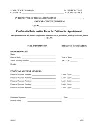 Document preview: Confidential Information Form for Petition for Appointment - North Dakota