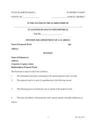 Document preview: Petition for Appointment of a Guardian - North Dakota
