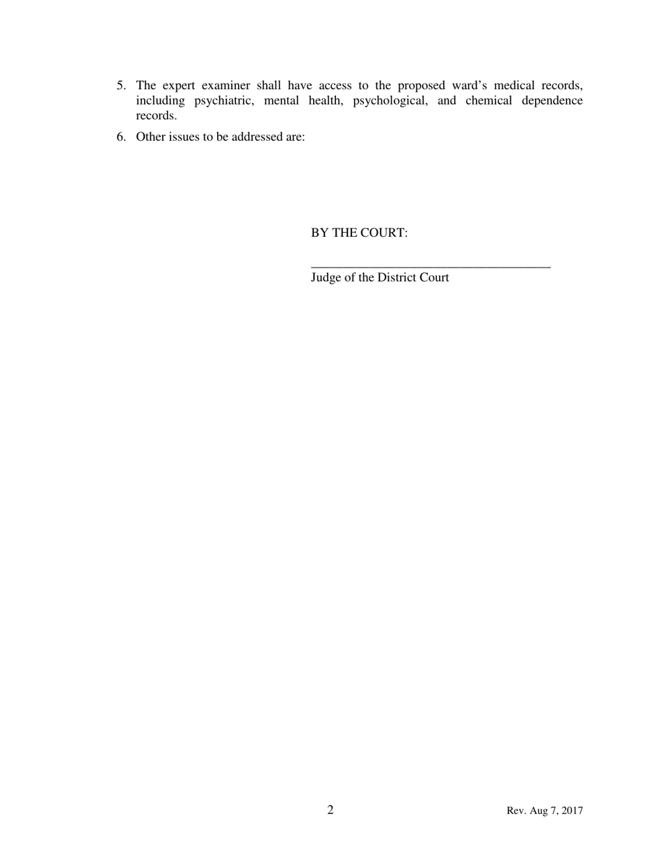 Order Appointing an Expert Examiner - North Dakota, Page 2