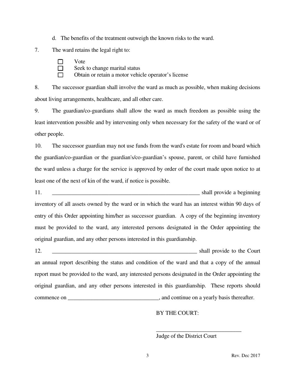 Order Appointing Successor Guardian - North Dakota, Page 3