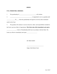 Order - Reappointment and Continuation of Guardianship - North Dakota, Page 2