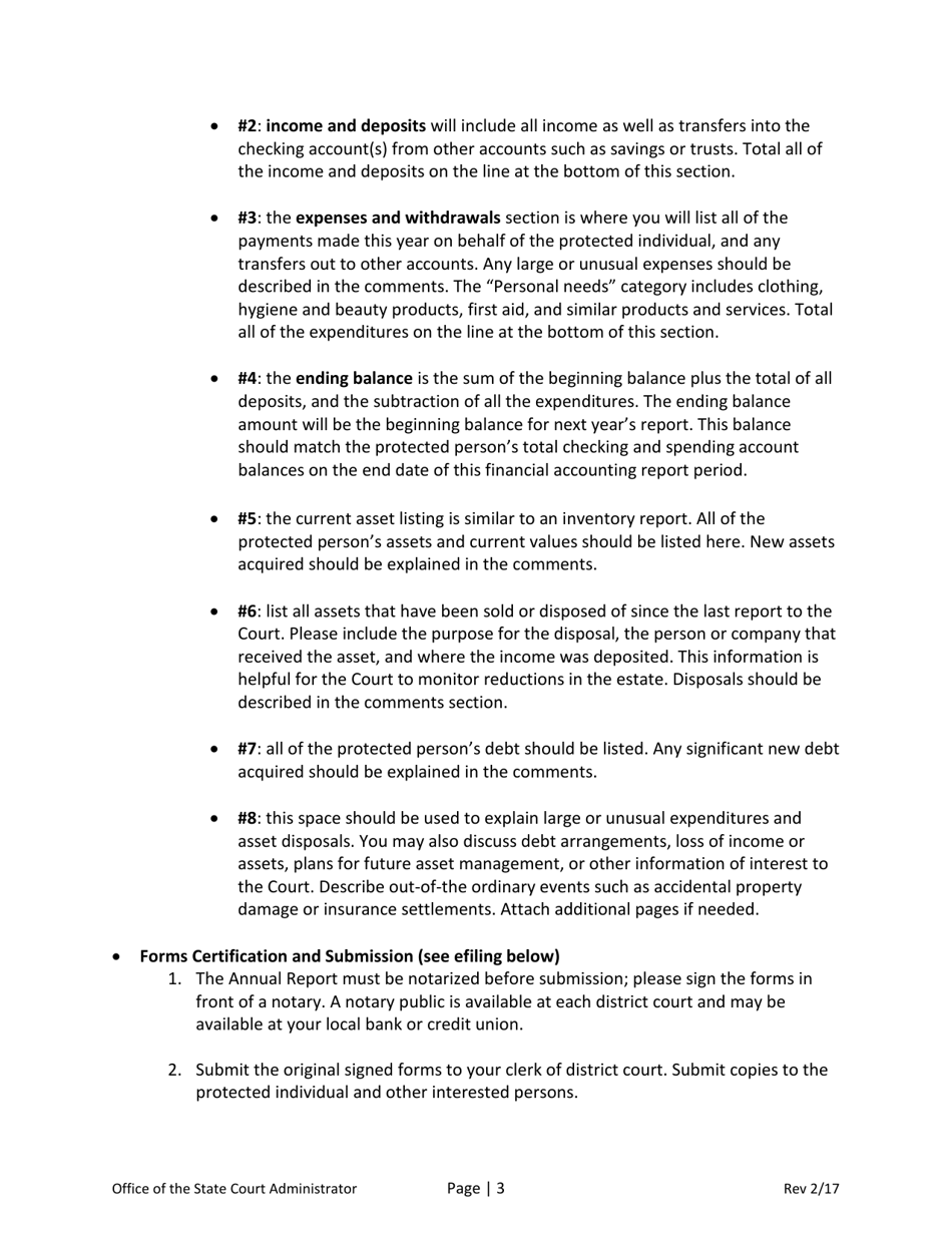 Instructions for Conservators Annual Report - North Dakota, Page 3