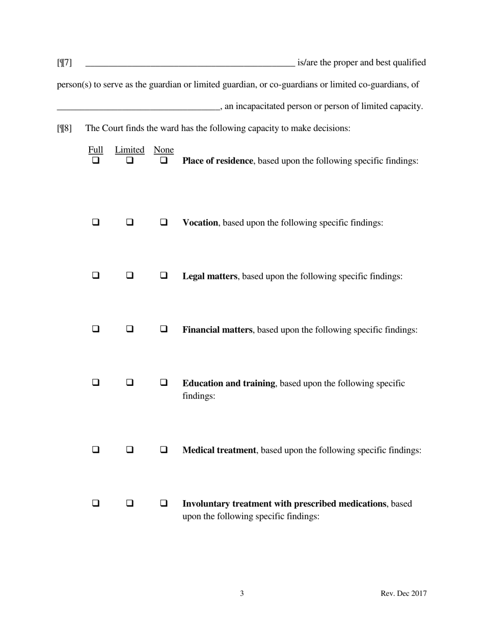 Findings of Fact and Order Appointing Successor Guardian / Co-guardians Following Review - North Dakota, Page 3