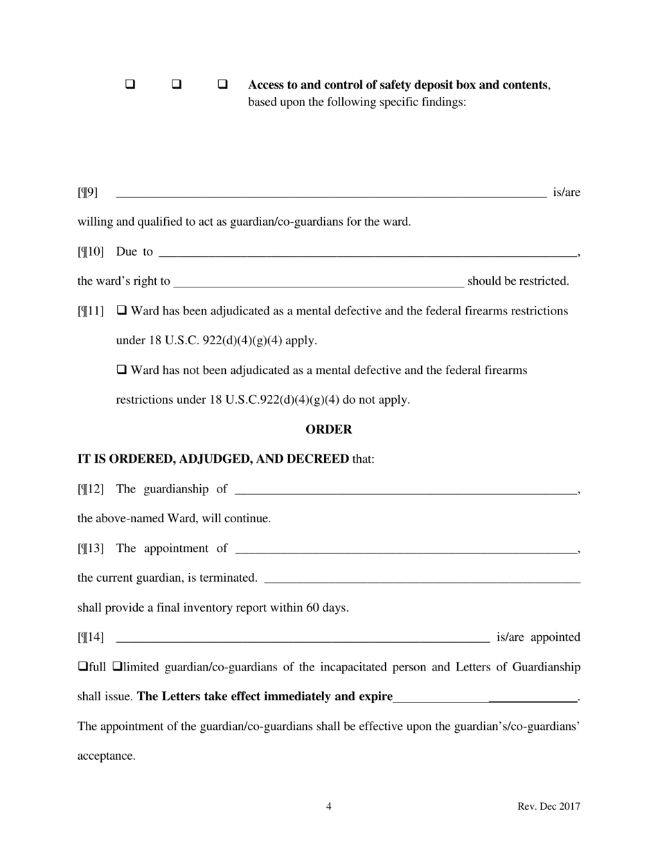 Findings of Fact and Order Appointing Successor Guardian / Co-guardians Following Review - North Dakota, Page 4