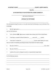 Document preview: Affidavit of Petitioner - North Dakota