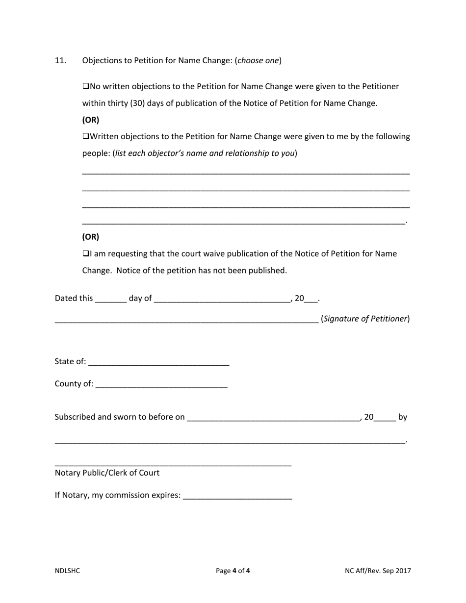 Affidavit of Petitioner - North Dakota, Page 4