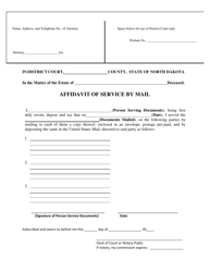 Document preview: Affidavit of Service by Mail - North Dakota