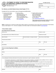Document preview: Form SFN61365 Statement of Intent to Perform Disaster or Emergency Remediation Work - North Dakota