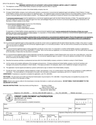 Form SFN51734 Amended Certificate of Authority Application Foreign Limited Liability Company - North Dakota, Page 3