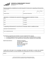 Form SFN61202 &quot;Credential Reimbursement Request&quot; - North Dakota