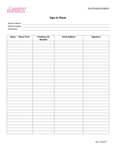 Sign-In Sheet - Ohio