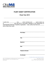 Document preview: Fleet Asset Certification Form - Ohio, 2019