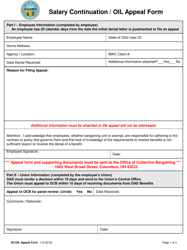 Salary Continuation/Oil Appeal Form - Ohio, Page 2