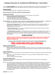Form ADM4303 Injury/Illness Report - Ohio