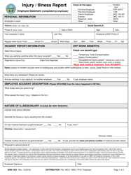 Form ADM4303 Injury/Illness Report - Ohio, Page 2