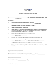Form ADM4731 Affidavit of Common Law Marriage - Ohio, Page 2