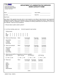 Document preview: Form ADM4317 Work Capacity Form - Ohio