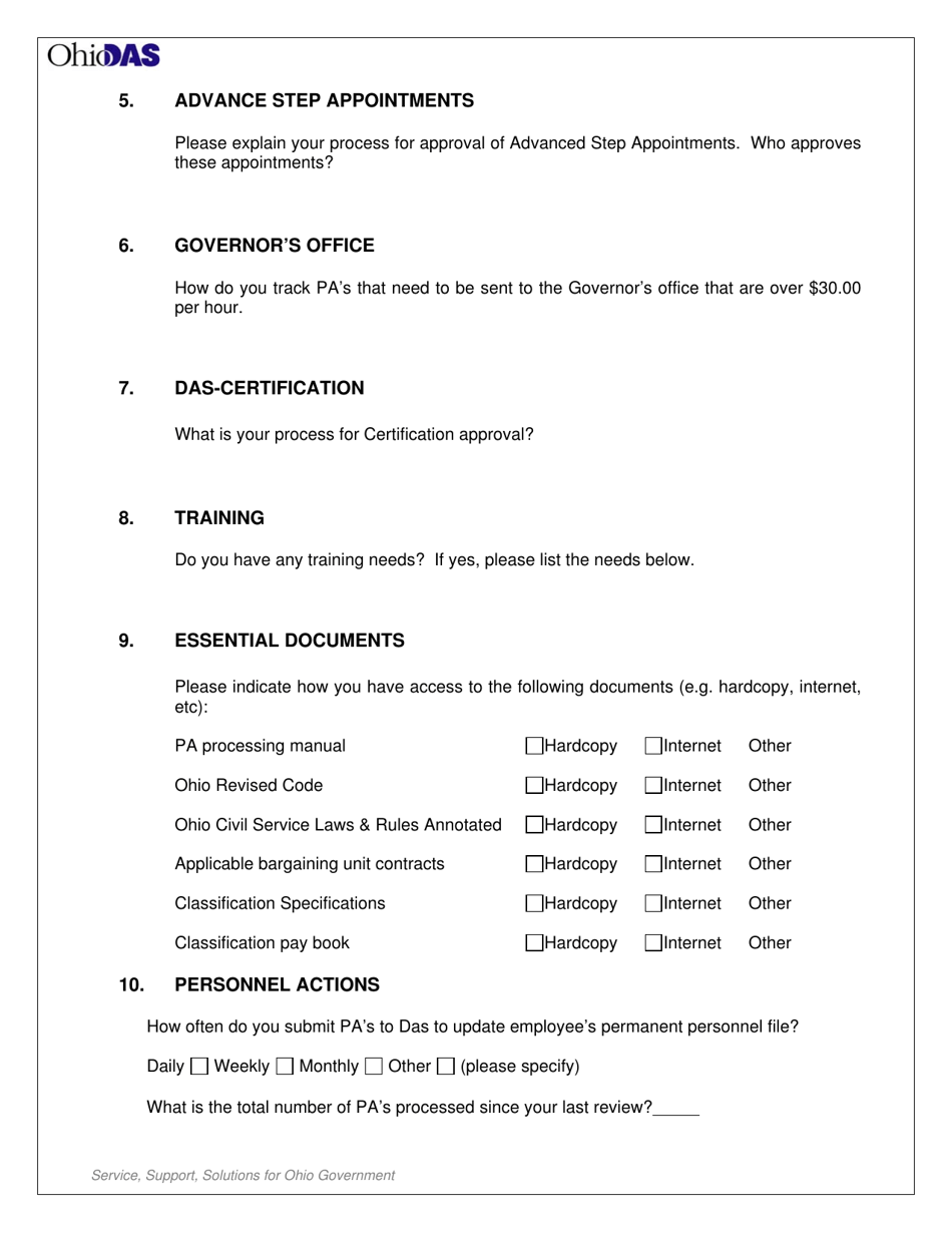 Personnel Action Compliance Review - for Decentralized Agencies Electronic Review Form - Ohio, Page 3
