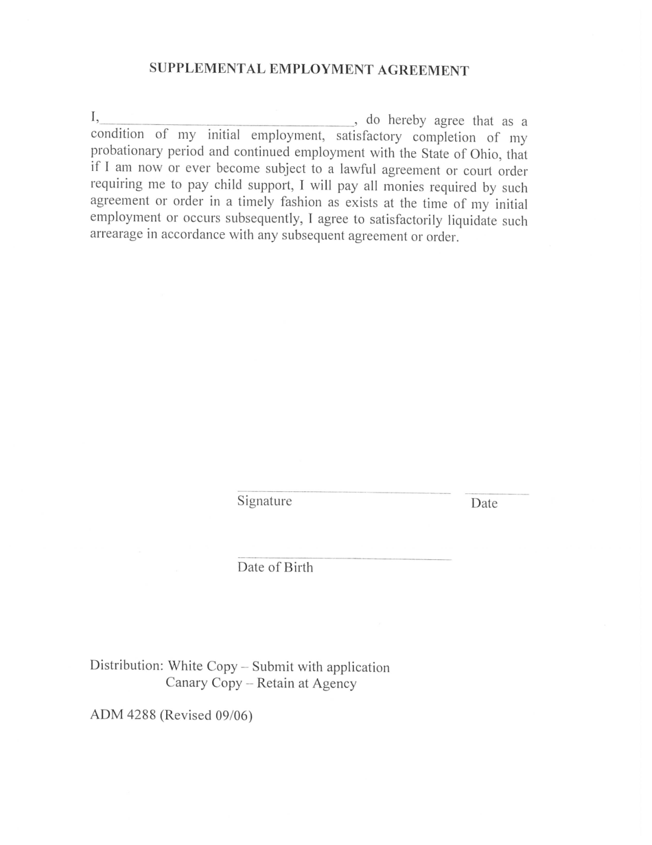 Form ADM4288 Supplemental Employment Agreement - Ohio, Page 1