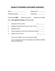 Document preview: Disability Retirement Supplement Worksheet Form - Ohio