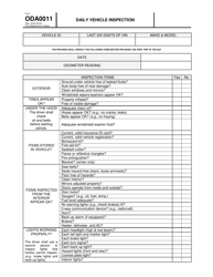 Form ODA0011 Daily Vehicle Inspection (Large Print) - Ohio