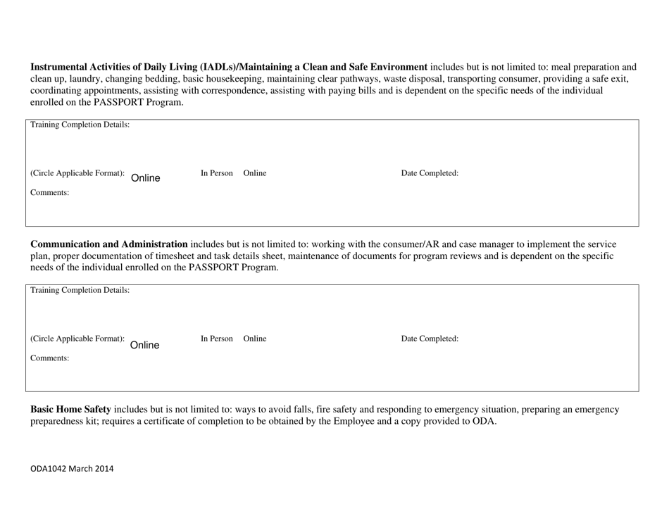 Form ODA1042 Consumer / Authorized Representative Employee Core Competencies Verification - Ohio, Page 2