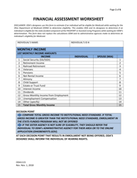 Form ODA1115 Financial Assessment Worksheet - Ohio