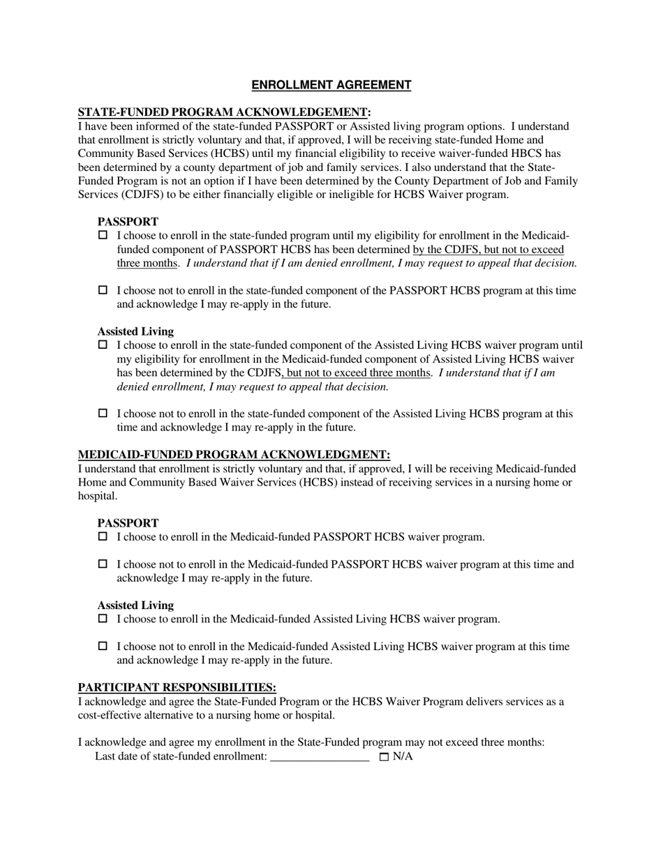 Enrollment Agreement - Ohio, Page 1